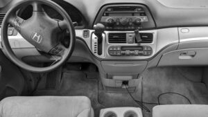 The now clean interior of a Toyota minivan. 